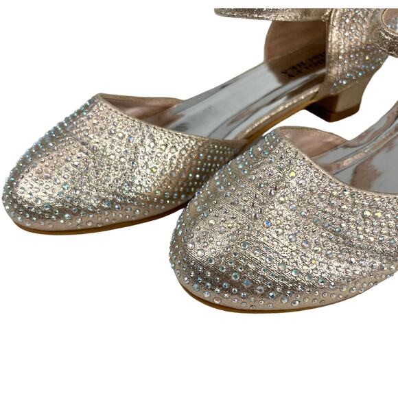 Badgley Mischka Girls Metallic Dress Shoes 3 Rhinestones Light Gold BM84031 - Picture 12 of 14